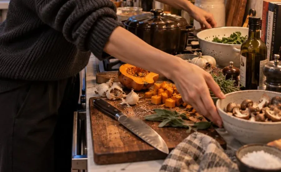 woman in the kitchen cooking