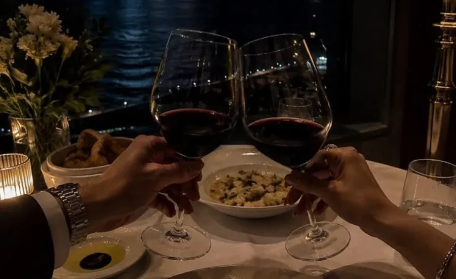 couple cheering on a date night