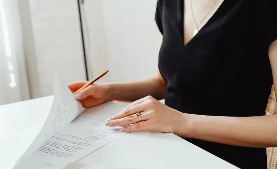 woman checking her medical records