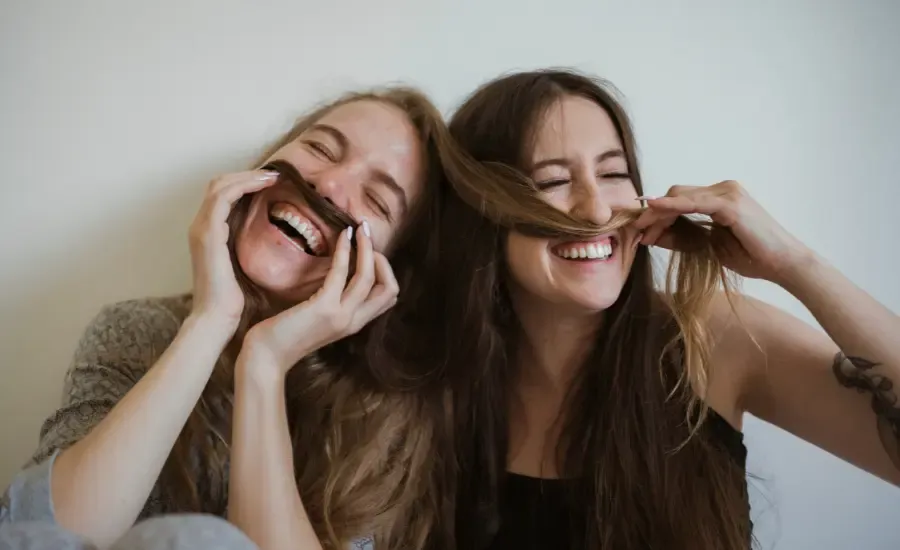 girl friends laughing