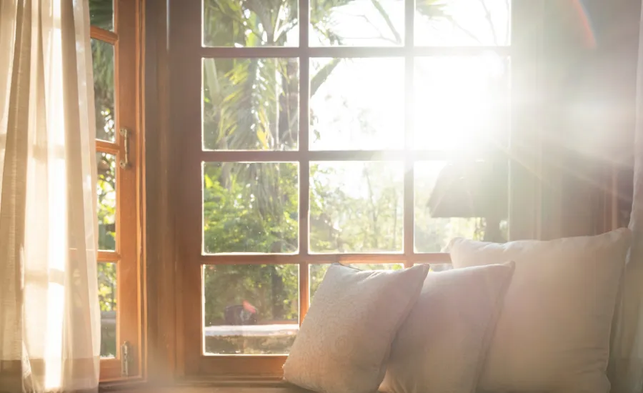 sunlight gets in a living room through the window